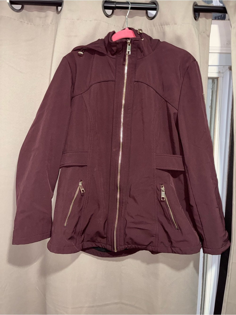 Guess Women's Hooded Zip Jacket - Burgundy